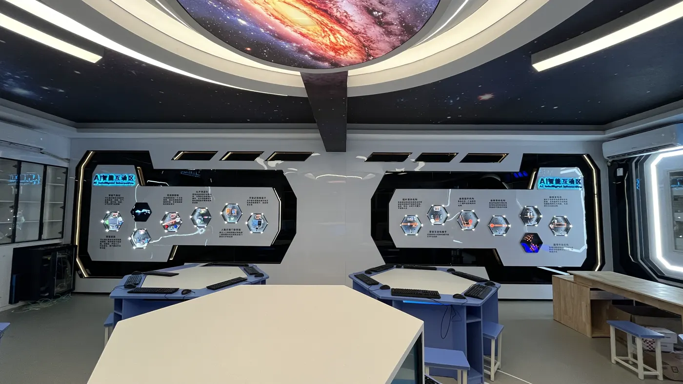 Modern STEAM classroom with student workstations